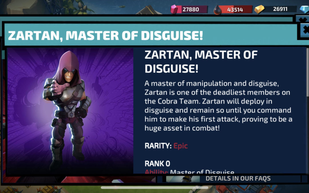 Zartan comes to G.I. Joe: War on Cobra